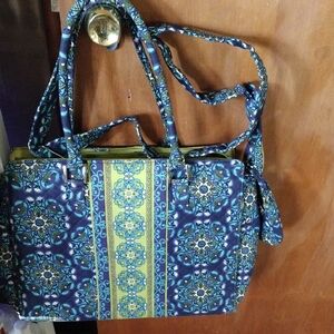Elegant Blue and Green Patterned Tote Bag